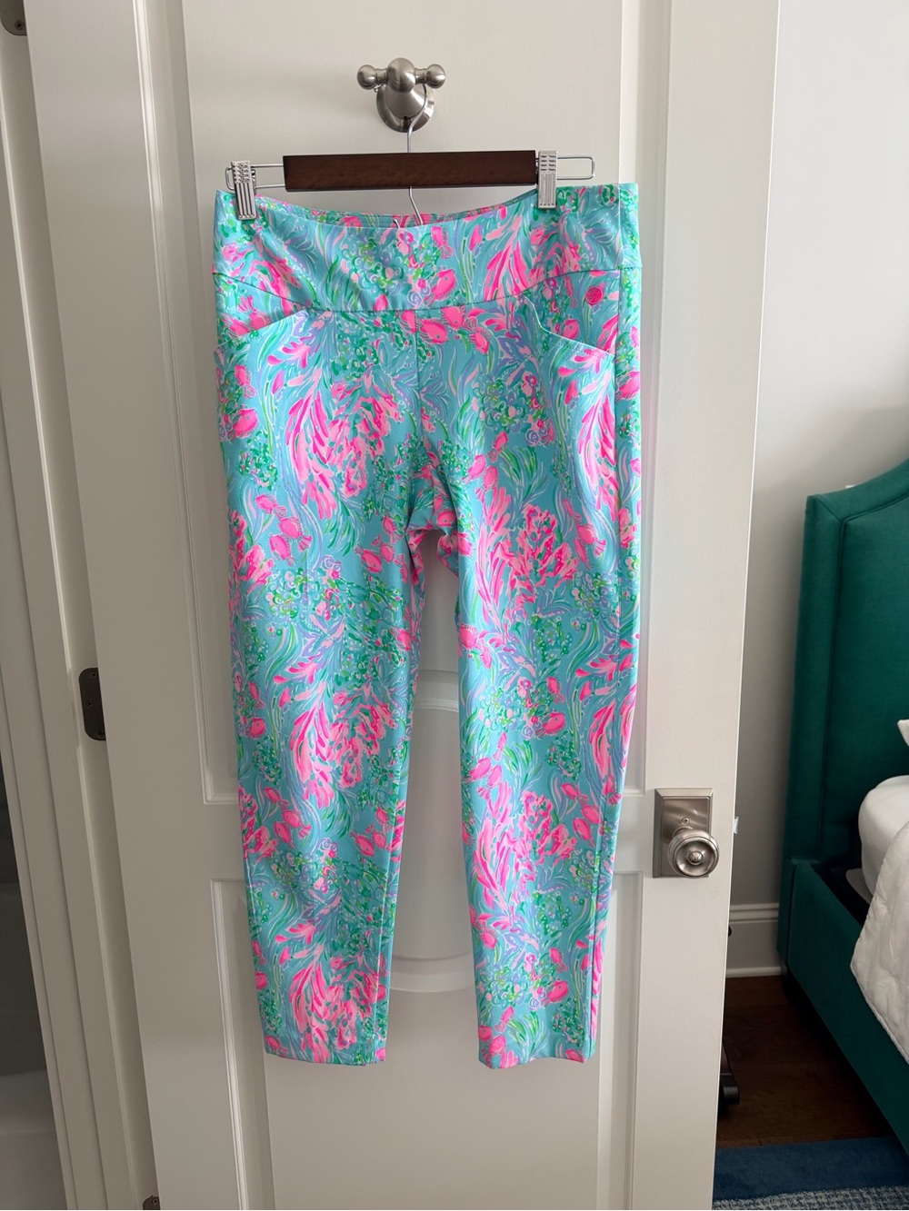 Lilly  Pulitzer Print Capri in Aqua & Pink
